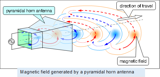  ,Magnetic field generated by a pyramidal horn antenna