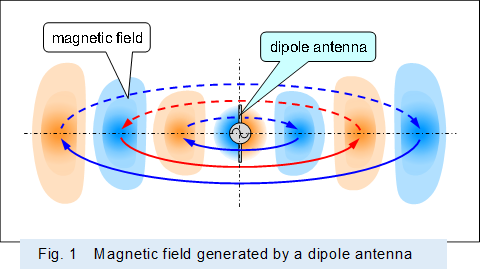  
,Fig. 1�@Magnetic field generated by a dipole antenna